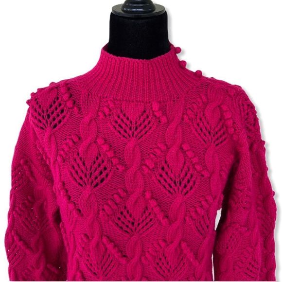 80’s Vintage Hot Pink Pom Pom Long Sleeve Sweater - Picture 2 of 8